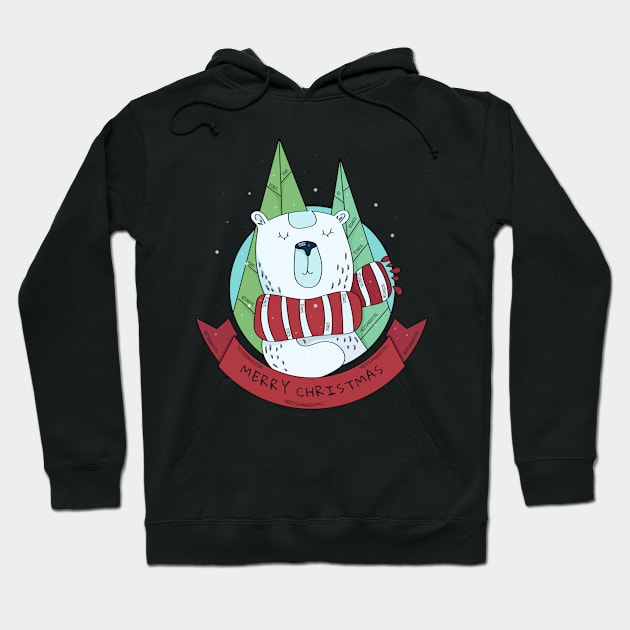 Merry Christmas Polar Bear Hoodie by sydorko